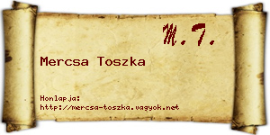 Mercsa Toszka névjegykártya